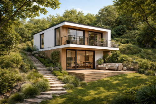 Casa modular para terreno inclinado